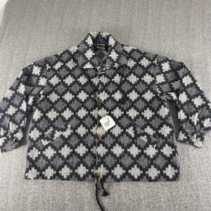 NWT Alpaca Wool Blend Southwestern Jacket Womens Gray Black 50% Alpaca Coat XL